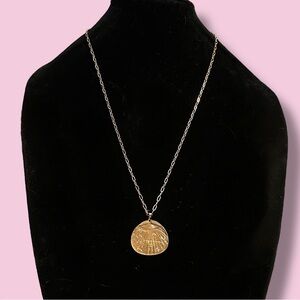 Vintage Emmons gold tone Chinese fan pendant necklace